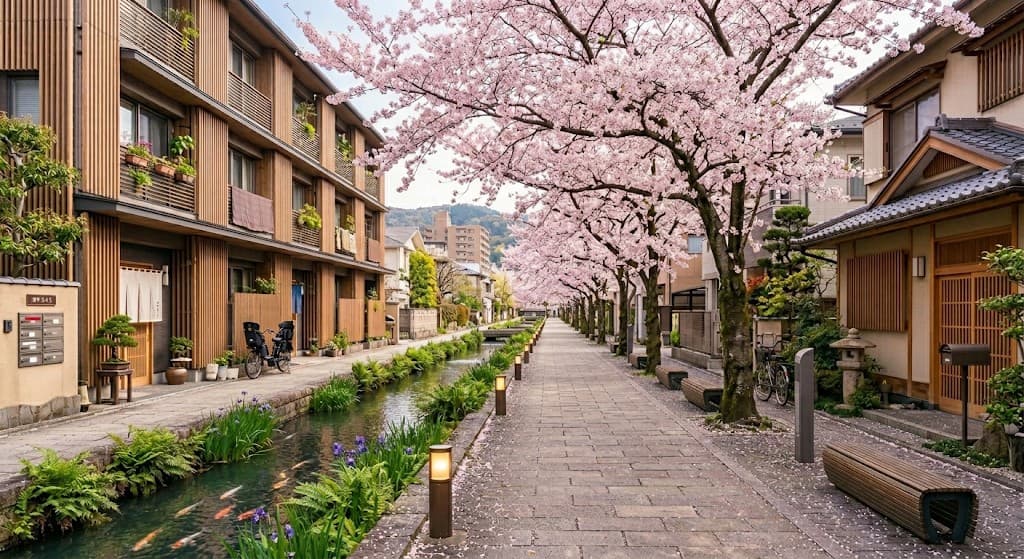 品川・目黒エリアの街並みと桜
